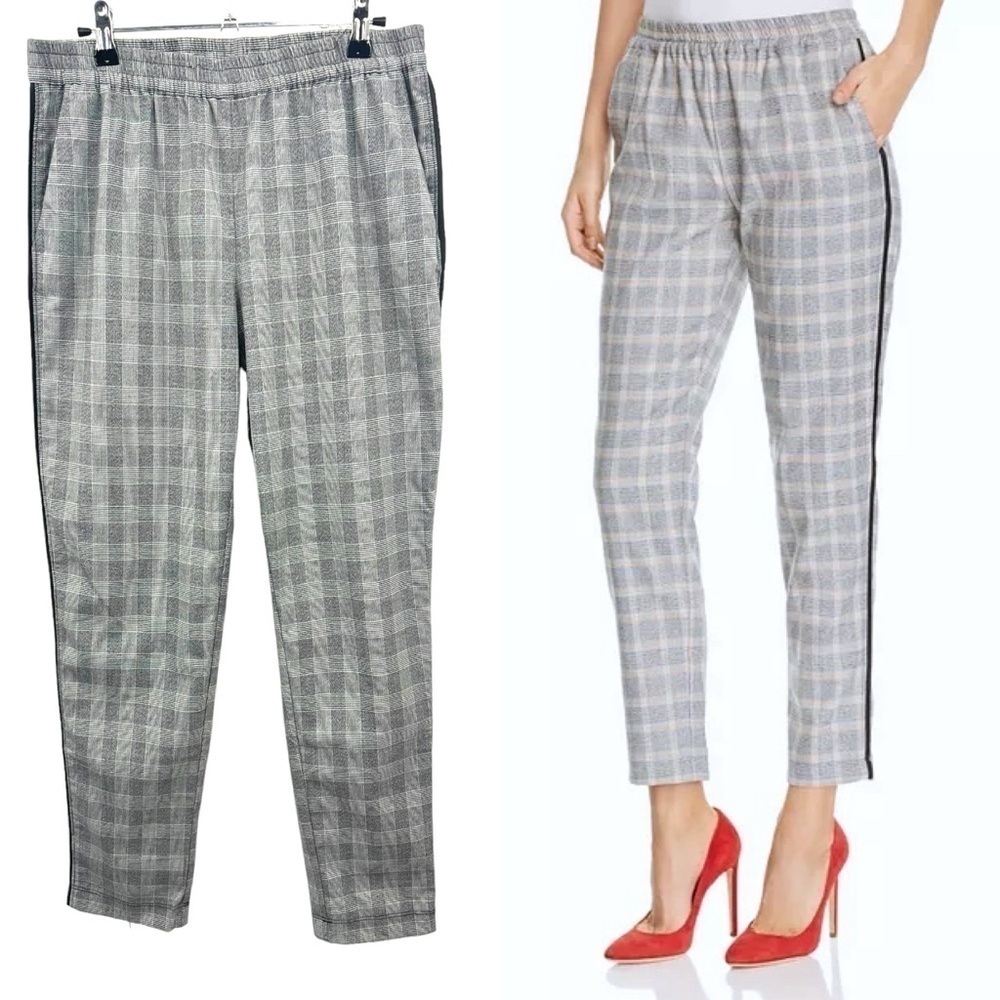 Kenneth Cole Plaid Straight-Leg Pants Gray Size S